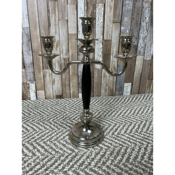Virginia Metal-crafters Silver Chrome 3 Candle Candlestick Holder - Picture 1 of 5
